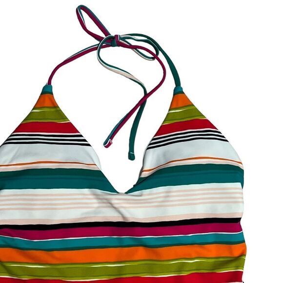 NWT LOFT Beach Striped Halter One Piece Swimsuit sz 4 - Picture 4 of 9